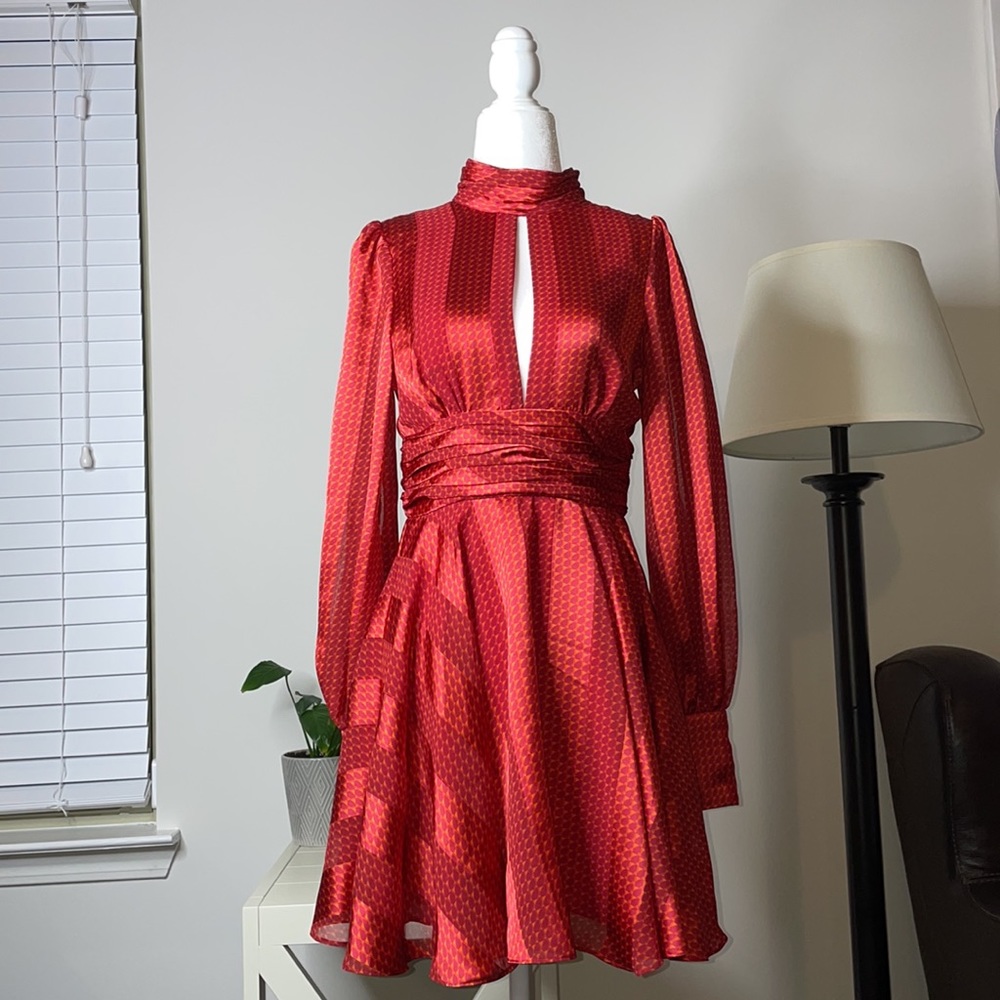 Alexis Red Striped Cocktail Dress - Picture 6 of 10